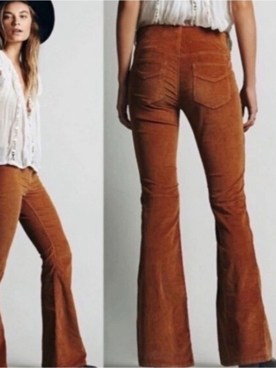 Free People Pants - Free People Corduroy Bell Bottoms in Rust Brown